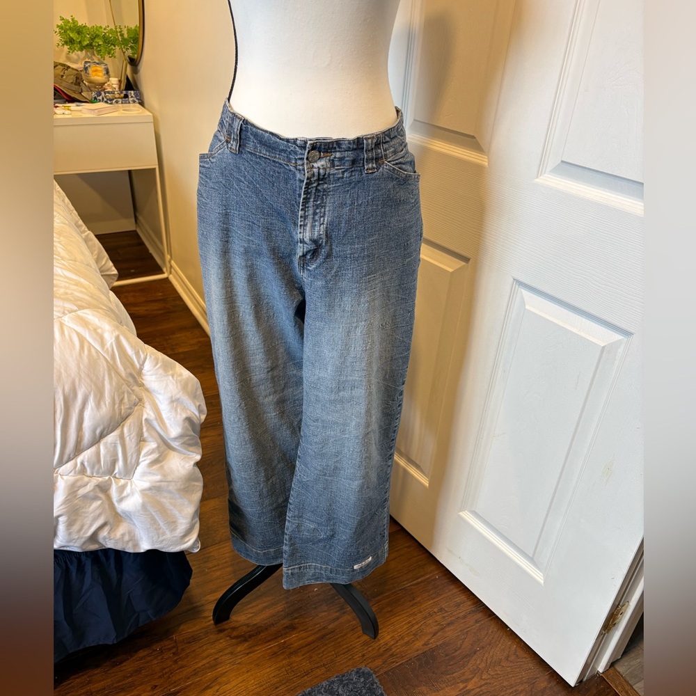 🌷Vintage b.u.m. Equipment Light Stonewash Lucky Crop Wide Leg 3/$30